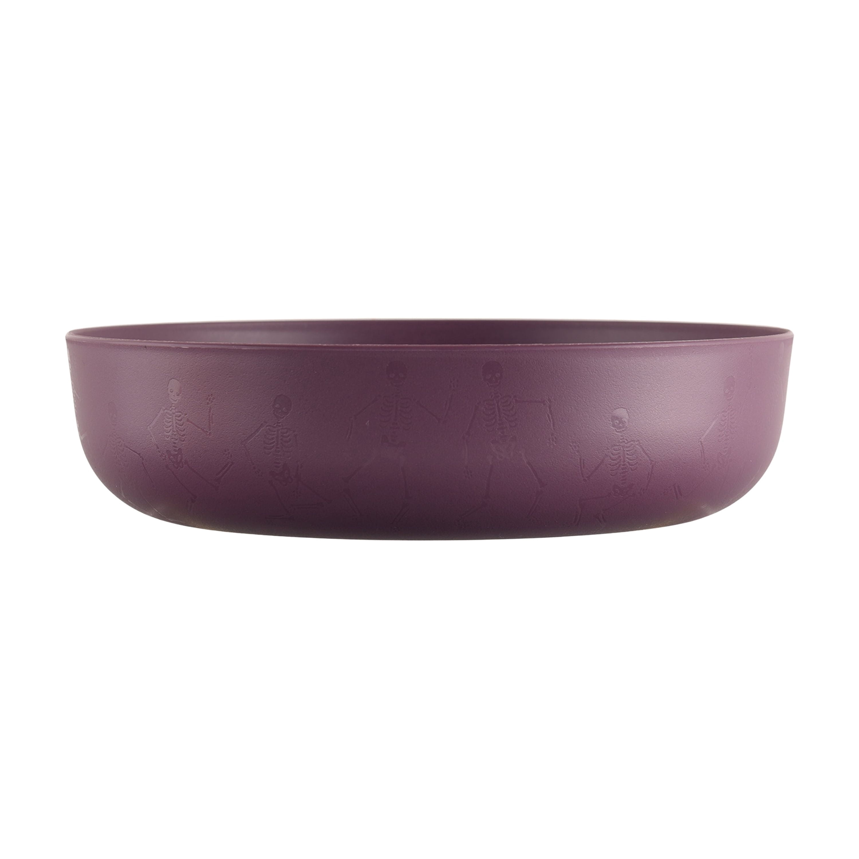 Mainstays 42 Ounce Round Plastic Etched Skeleton Dinner Bowl, Purple