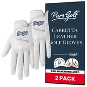 PUR3 Mens Cabretta Leather Golf Gloves with Putting Aim Ball Marker, Multi-Pack