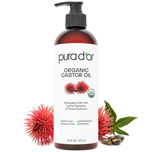 PURA D'OR Organic Castor Oil, 16 Fl Oz