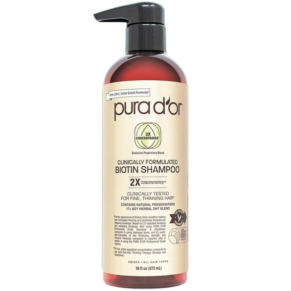 PURA D'OR Clinically Formulated Professional Grade Biotin Shampoo 16 Fl Oz