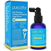 PURA DOR Hair Thinning Therapy Energizing Scalp Serum Revitalizer 4oz with Argan Oil, Biotin, Caffeine, Stem Cell, Catalase & DHT Blockers, All Hair Types, Men & Women Packaging may vary