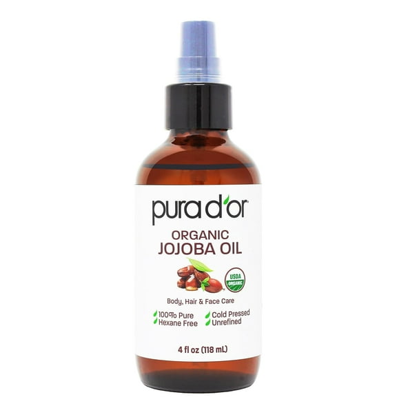 PURA D'OR ORGANIC Jojoba Oil, 4 Fl Oz
