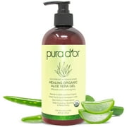 PURA D'OR Organic Aloe Vera Gel Lemongrass Scented 16 Fl Oz