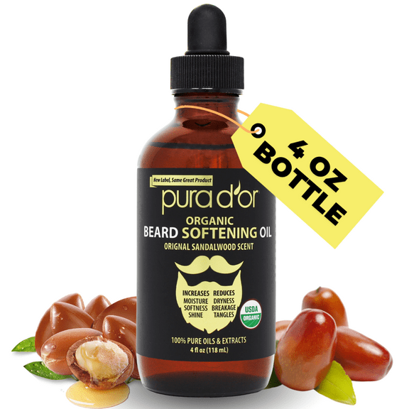 PURA D'OR ORGANIC Beard Softening Oil, 4 Fl Oz