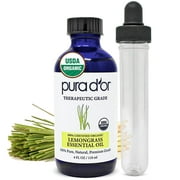 PURA D'OR Organic Lemongrass Essential Oil 4 Fl Oz