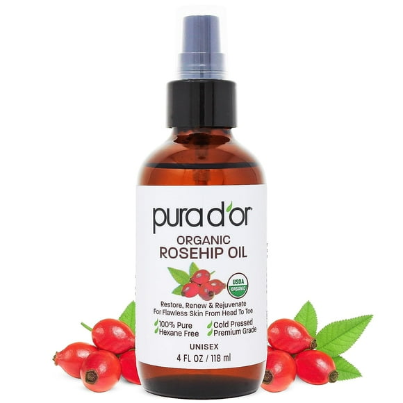 PURA D'OR Organic Rosehip Seed Oil 4 Fl Oz