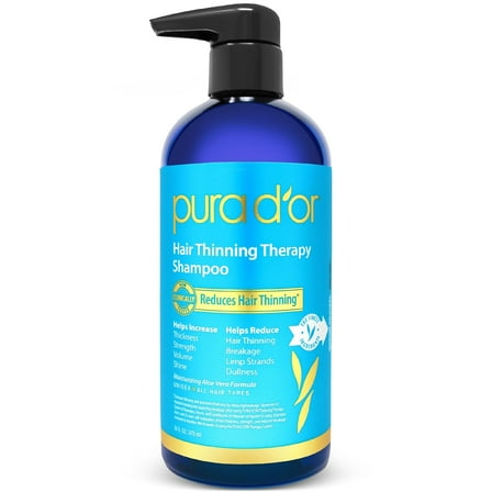 PURA D'OR Hair Thinning Therapy Biotin Shampoo ORIGINAL Scent, 16 Fl Oz