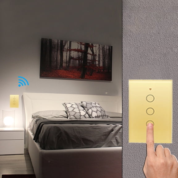 PURCOLT Smart Switc-h,Smart Wi-Fi Light Wall Swit-ch,2.4GHz Wi-Fi Tou-ch Switch-es,Fit For US Wall Switc-hes, 3 Gang Up to 65% off
