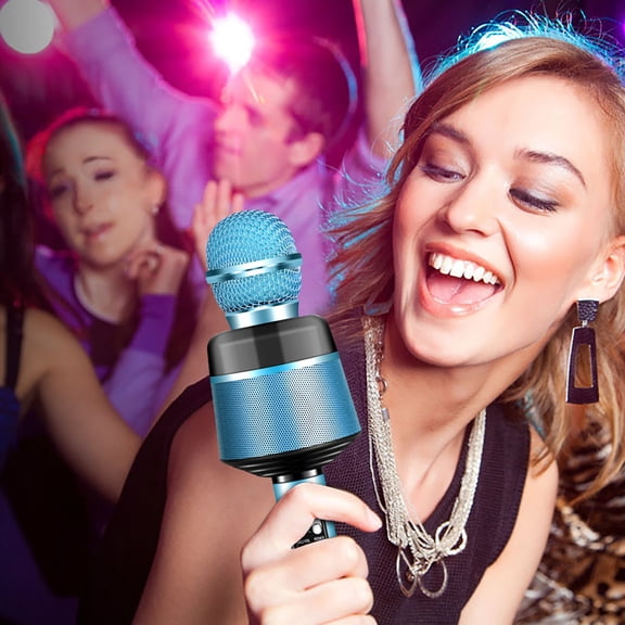 PURCOLT Wireless Condenser Microphone Live Broadcast Karaoke Artifact Home Video Microphone Speaker Integrated With Sound Effect Colorful Breathing Lamp Up to 65% off