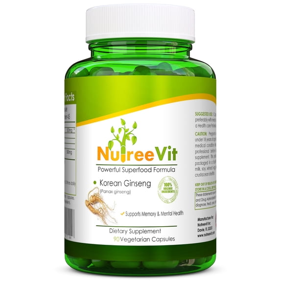 PURE 100% KOREAN GINSENG VEGETABLE CAPSULES  Memory Enhancement (90 Count)
