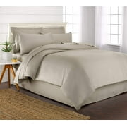 PURE BAMBOO Queen Size Duvet Cover Set - 100% Organic Bamboo, Luxuriously Soft and Cooling - 3 Piece Set - 1 Queen Button Closure Duvet Cover with Ties, 2 Pillowcases (Queen, Sand)