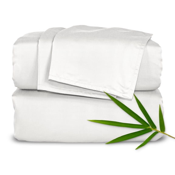 PURE BAMBOO Sheets Full Size Bed Sheets 4 Piece Set, Genuine 100% Organic Bamboo Viscose Derived, Soft & Cooling, Double Stitching, 16" Deep Pockets (Full, White)