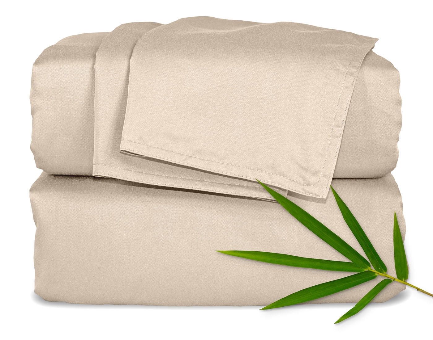 PURE BAMBOO Sheets King Size Bed Sheet 4 Piece Set, Genuine 100% Organic Bamboo Viscose, Luxuriously Soft & Cooling, Double Stitching, 16" Deep Pockets (King, Almond)