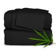 thumbnail image 1 of PURE BAMBOO Sheets Queen Size Bed Sheet 4 Piece Set, Genuine 100% Organic Bamboo Viscose, Luxuriously Soft & Cooling, Double Stitching, 16" Deep Pockets (Queen, Black), 1 of 8