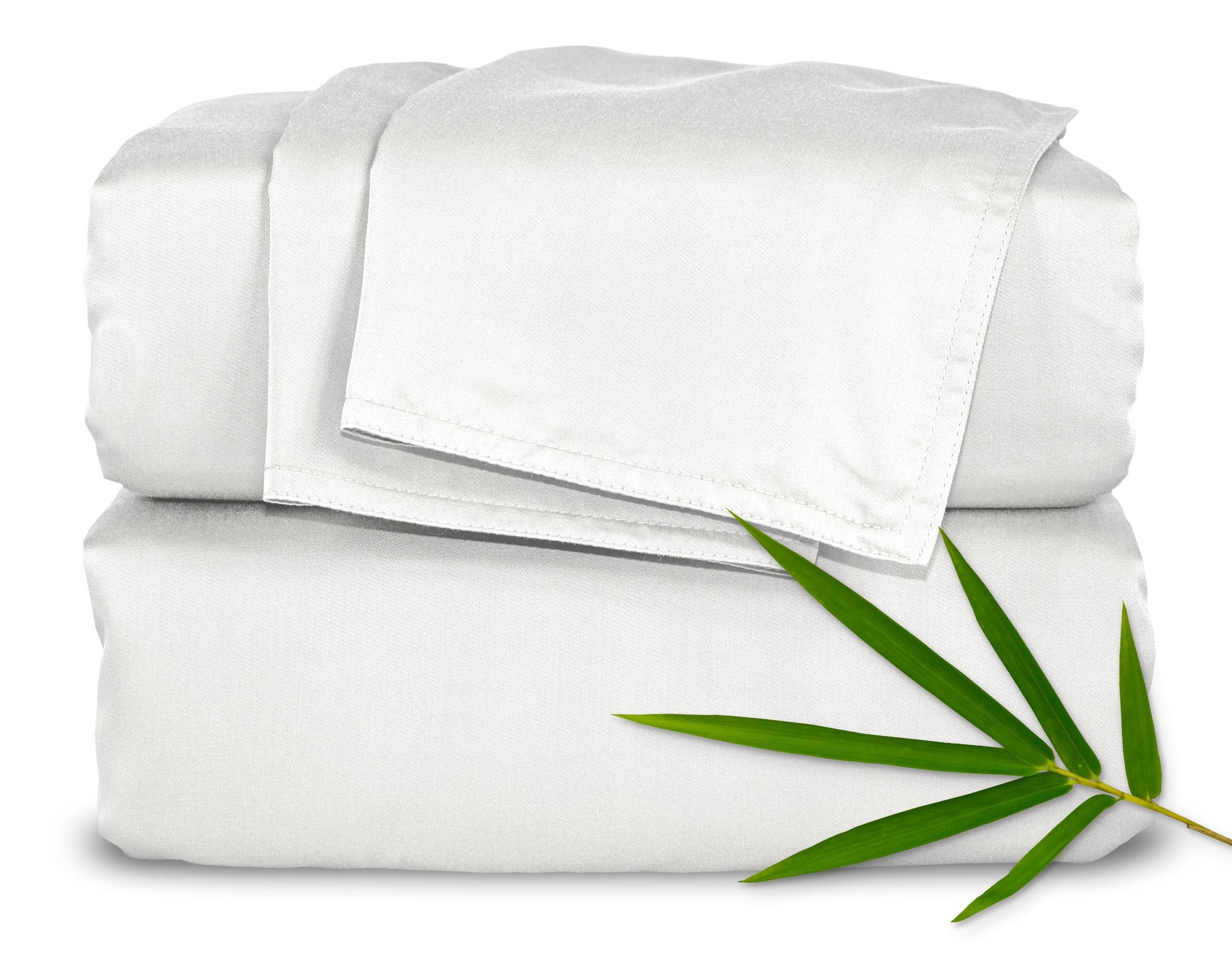 PURE BAMBOO Sheets Queen Size Bed Sheet 4 Piece Set, Genuine 100% Organic Bamboo Viscose, Luxuriously Soft & Cooling, Double Stitching, 16" Deep Pockets (Queen, White)