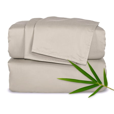 PURE BAMBOO Sheets Short Queen Size Bed Sheet 4 Piece Set for RV Camper (60"x75") - Genuine 100% Organic Bamboo Viscose, Soft & Cooling (Short Queen, Sand)