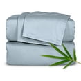 thumbnail image 1 of PURE BAMBOO Sheets Split King Size Bed Sheet 5 Piece Set, Genuine 100% Organic Bamboo Viscose, Soft & Cooling, Double Stitching, 16" Deep Pockets (Split King, Sterling Blue), 1 of 8