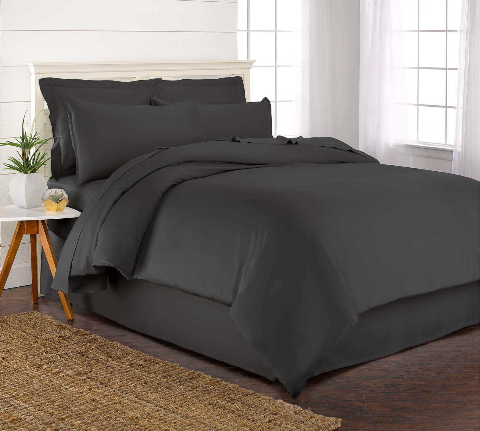PURE BAMBOO Twin Size Duvet Cover Set - 100% Organic Bamboo, Luxuriously Soft and Cooling - 2 Piece Set - 1 Twin Button Closure Duvet Cover with Ties, 1 Pillowcase (Twin, Charcoal)