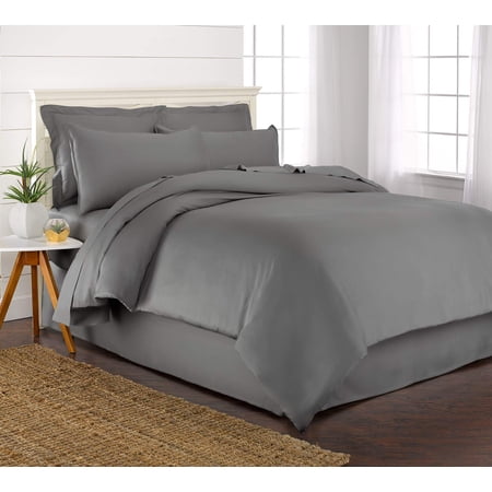 PURE BAMBOO Twin Size Duvet Cover Set - 100% Organic Bamboo, Luxuriously Soft and Cooling - 2 Piece Set - 1 Twin Button Closure Duvet Cover with Ties, 1 Pillowcase (Twin, Stone Grey)