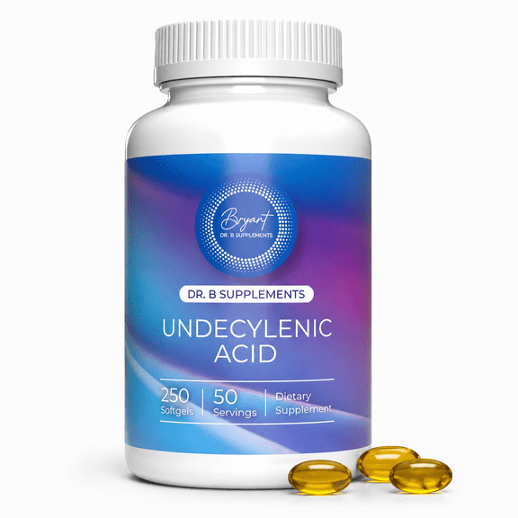 Dr B Supplements Undecylenic Acid - 250 mg Like Formerly SF722 Fatty Acid to Support a Healthy Balance of Gut and Vaginal Flora - 250 SoftGel Capsule - 50 Servings