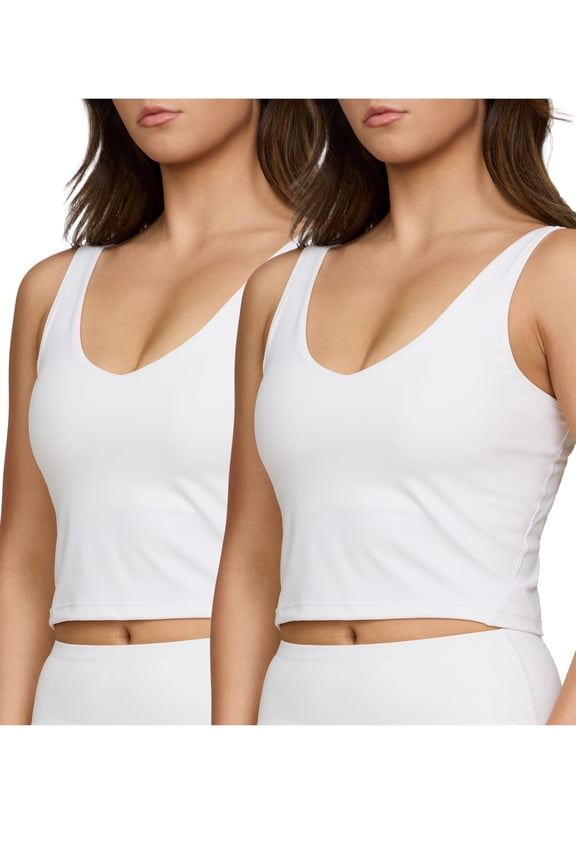 2pk Sports Bras for Women Medium Support Crop Tops Tank Top for Women Camisole Cami Workout Tops Removable Padding (Set 3 Size Small)