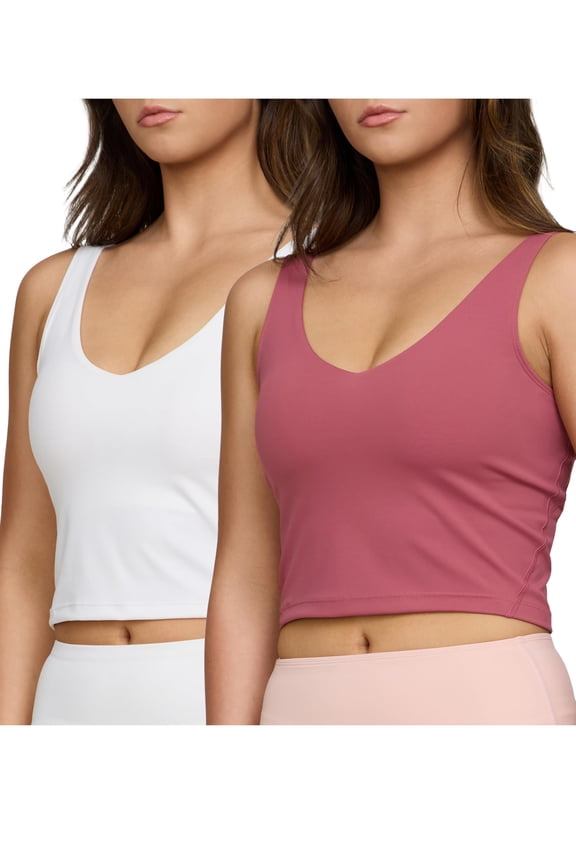 2pk Sports Bras for Women Medium Support Crop Tops Tank Top for Women Camisole Cami Workout Tops Removable Padding (Set 5 Size X-Large)