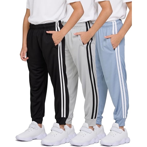 PURE CHAMP 3 Pack Boys Sweatpants Mesh Lightweight Kids Clothes with Zipper Pockets Active Quick-Dry Boys Pants Sizes 4-20 (Set 2 Size 2X-Large)