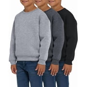 PC, 3 Pack Boys Sweatshirts, Long Sleeve Boy Crewneck, Relaxed Soft Essentials, Teen Pullover Sweaters, Fleece For Youth Kids, Sizes 2T-18/20