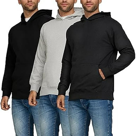 PURE CHAMP 3 Pack Men's Fleece Hoodies - Long Sleeve Workout Sweatshirts, Cotton Athletic Essentials for Casual Wear