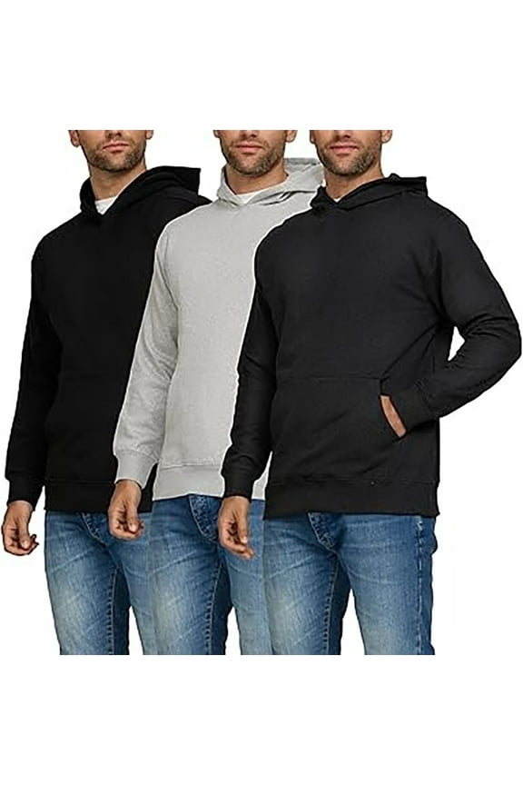 3 Pack Men's Fleece Hoodies - Long Sleeve Workout Sweatshirts, Cotton Athletic Essentials for Casual Wear