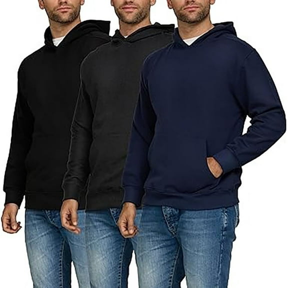 PURE CHAMP 3 Pack Men's Fleece Hoodies - Long Sleeve Workout Sweatshirts, Cotton Athletic Essentials for Casual Wear