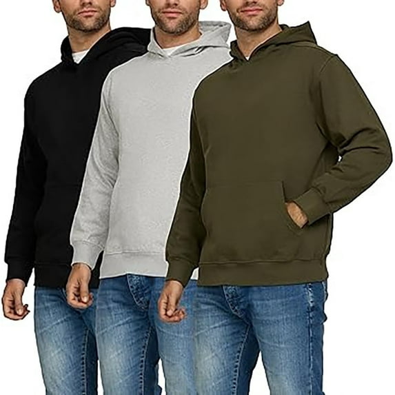 PURE CHAMP 3 Pack Men's Fleece Hoodies - Long Sleeve Workout Sweatshirts, Cotton Athletic Essentials for Casual Wear