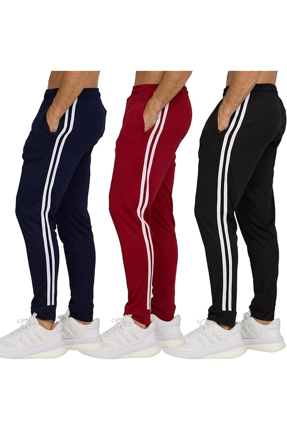 3 Pack Men's Sweatpants with Zipper Pockets Lightweight Mesh Joggers
