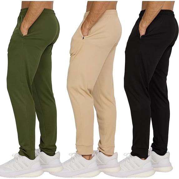 PURE CHAMP 3 Pack Men's Sweatpants with Zipper Pockets Lightweight Mesh Joggers
