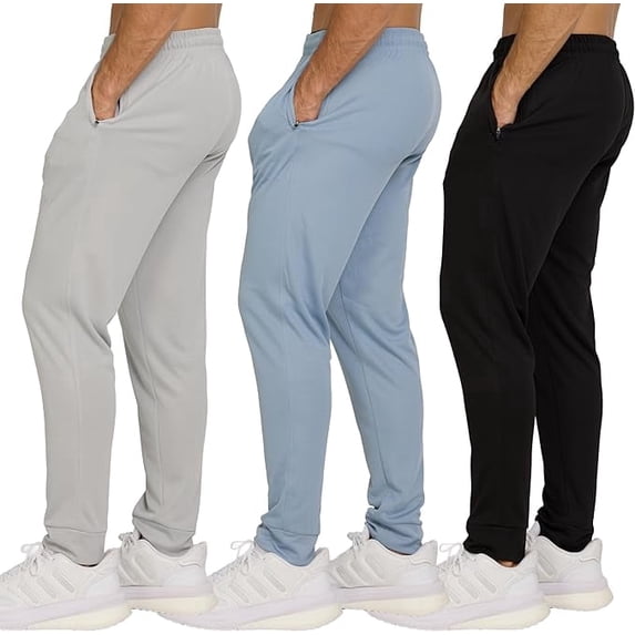 Pure Champ 3 Pack Men's Sweatpants with Zipper Pockets Lightweight Mesh Joggers