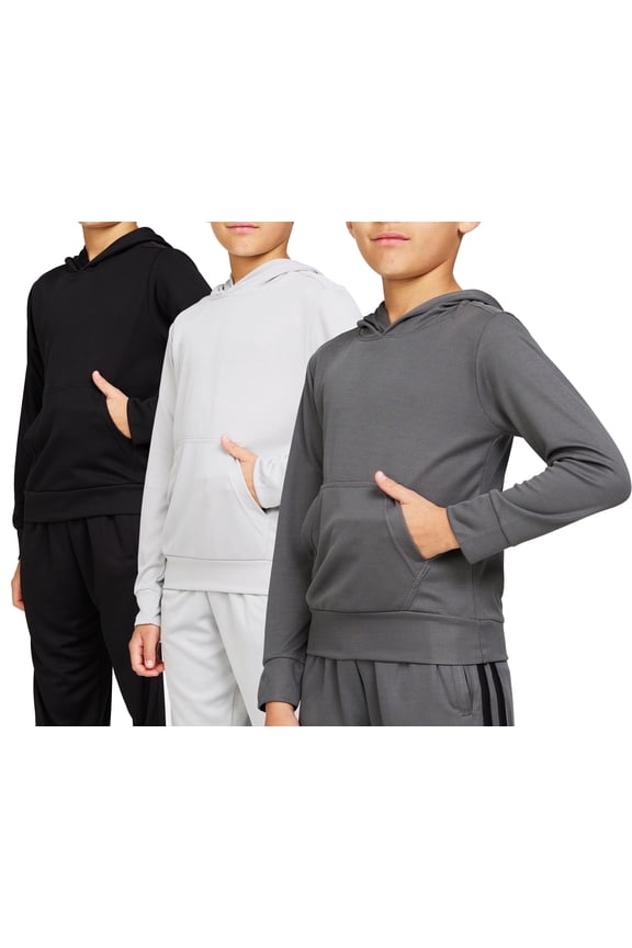 3 Pack Mesh Boys Hoodies Active Athletic Quick Dry Pullover Hoodies For Boys Essentials Hoodie Lightweight 4-20(Set 1 Size Large)