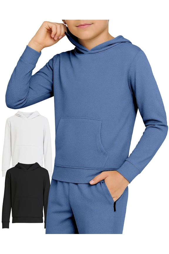 3 Pack Mesh Boys Hoodies Active Athletic Quick Dry Pullover Hoodies For Boys Essentials Hoodie Lightweight 4-20 (Set 2 Size X-Large)