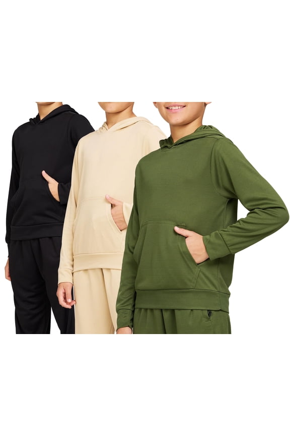 3 Pack Mesh Boys Hoodies Active Athletic Quick Dry Pullover Hoodies For Boys Essentials Hoodie Lightweight 4-20 (Set 3 Size Small)