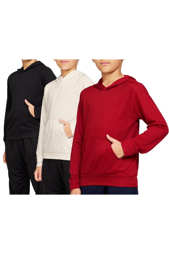 3 Pack Mesh Boys Hoodies Active Athletic Quick Dry Pullover Hoodies For Boys Essentials Hoodie Lightweight 4-20 (Set 5 Size Small)