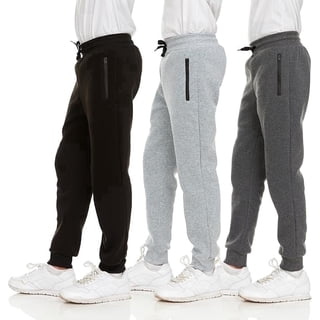 PC 3Pk Boys Sweatpants, Fleece Athletic Workout, Kids Clothes, Boys Joggers with Zipper Pocket and Drawstring, Sizes 2T-20