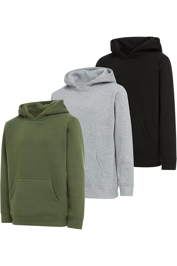 Boys Fleece Pullover Hoodies 3 Pack Long Sleeve Sweatshirts Kids Sizes 4-20