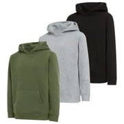 PC Boys Hoodies, 3 Pack Fleece Pullover & Zip-Up Sweatshirts for Boys, Kids Youth, Plain Basic Everyday Wear, Sizes 2T-20