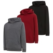 Boys Hoodies, 3 Pack Fleece Pullover & Zip-Up Sweatshirts for Boys, Kids Youth, Plain Basic Everyday Wear, Sizes 2T-20