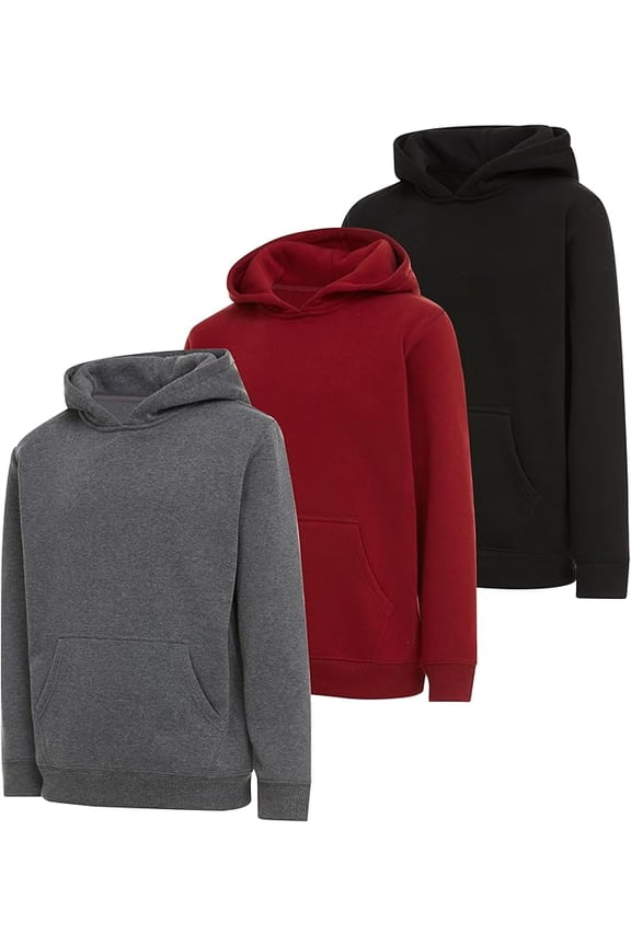 Boys Fleece Pullover Hoodies 3 Pack Long Sleeve Sweatshirts Kids Sizes 4-20