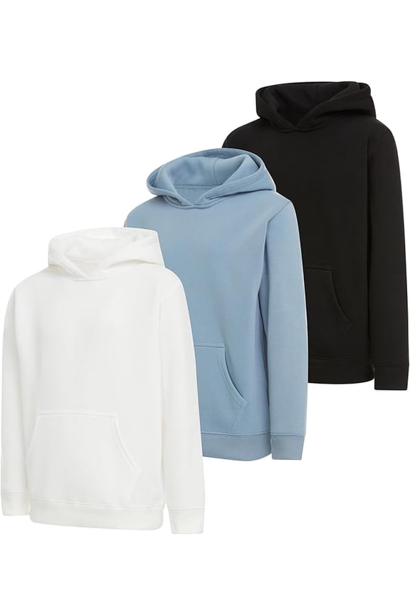 Boys Fleece Pullover Hoodies 3 Pack Long Sleeve Sweatshirts Kids Sizes 4-20