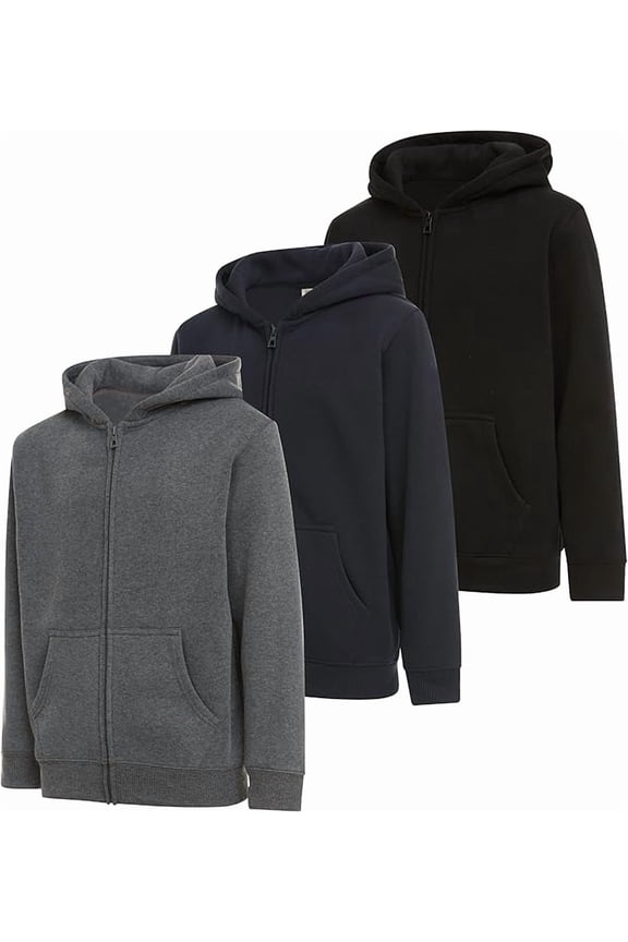 Boys 3 pack zip up hoodie Fleece long sleeve essentials hoodie for boys Athletic Kids Clothes Size 4-20(Set2 Size 14/16)