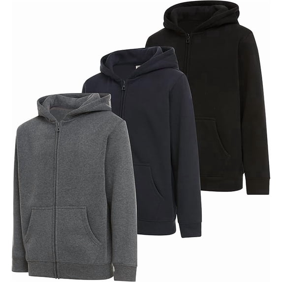 PC Boys 3 Pack Zip Up Hoodie Fleece For Boys, Athletic Kids Clothes, Size 4-20