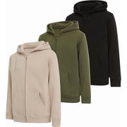 PURE CHAMP Boys 3 pack zip up hoodie Fleece long sleeve essentials hoodie for boys Athletic Kids Clothes Size 4-20 Set3 Size 14/16