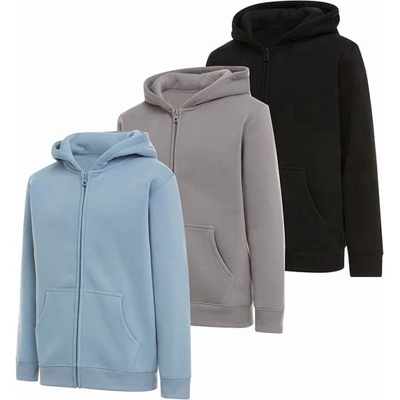 Pure Champ Boys 3 Pack Zip Up Hoodie Fleece For Boys, Athletic Kids Clothes, Size 4-20