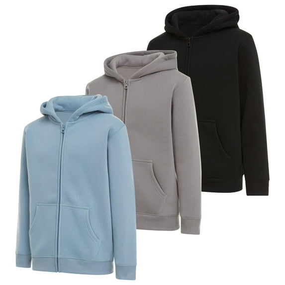 PURE CHAMP Boys 3 pack zip up hoodie Fleece long sleeve essentials hoodie for boys Athletic Kids Clothes Size 4-20 (Set4 Size 6/7)